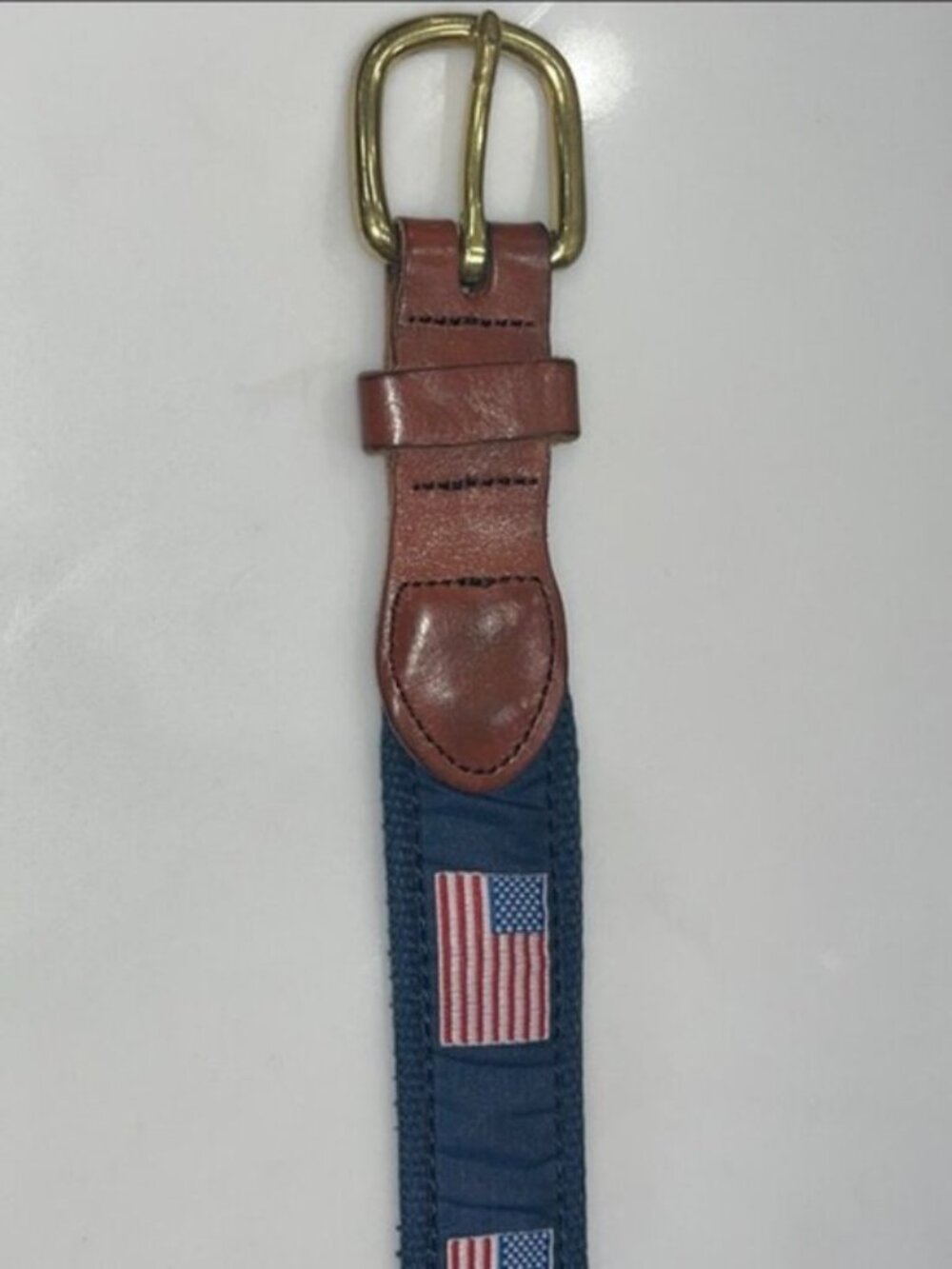 American Flag Belt with Leather Accents